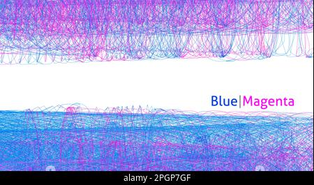 Arrière-plan abstrait avec de fines lignes de cheveux de couleur bleue et magenta. Motif graphique vectoriel créatif Illustration de Vecteur