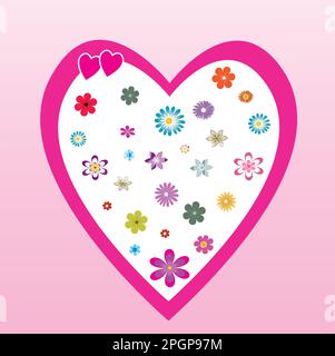 Arrière-plan de la Saint-Valentin avec fleurs insérées en forme de coeur Illustration de Vecteur