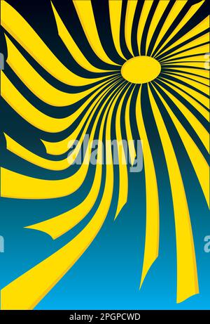 arrière-plan abstrait d'arrière-plan bleu avec des rayons de soleil jaunes. Illustration vectorielle Illustration de Vecteur