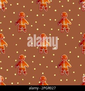 Motif aquarelle dessiné à la main avec biscuits de pain d'épice de Noël, bonbons, pain d'épice Banque D'Images