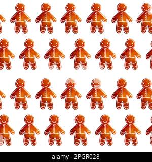 Motif aquarelle dessiné à la main avec biscuits de pain d'épice de Noël, bonbons, pain d'épice Banque D'Images