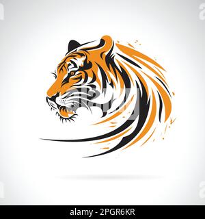 Motif vectoriel de tête de tigre sur fond blanc. Illustration vectorielle superposée facile à modifier. Animaux sauvages. Illustration de Vecteur