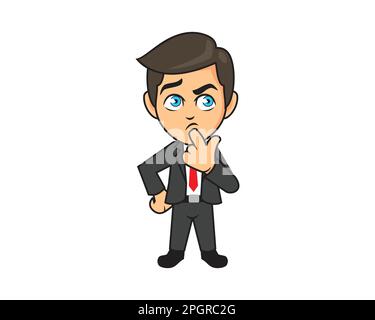 Homme d'affaires pensant ou se demandant Illustration avec style de dessin animé Illustration de Vecteur