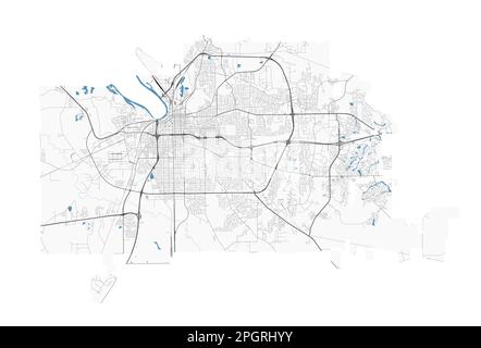Montgomery, Alabama, carte. Carte détaillée de la zone administrative de Montgomery. Panorama urbain. Illustration vectorielle libre de droits. Carte routière avec haute Illustration de Vecteur
