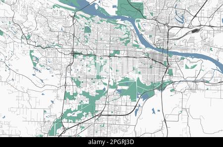 Carte de Little Rock, capitale de l'État américain de l'Arkansas. Carte de la région administrative municipale avec les rivières et les routes, les parcs et les chemins de fer. Vecteur illust Illustration de Vecteur