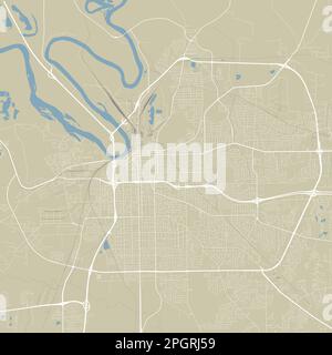 Carte vectorielle de Montgomery, Alabama. Illustration de l'affiche de la carte routière de la ville urbaine. Art. Carte Montgomery Illustration de Vecteur