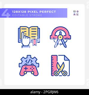 OBJETS LIÉS À STEM pixels Perfect RVB jeu d'icônes de couleur Illustration de Vecteur