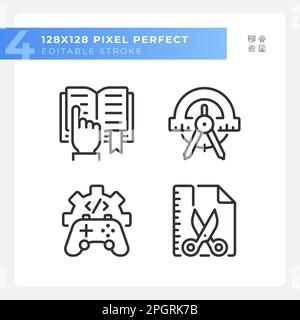 ENSEMBLE d'icônes linéaires pixel Perfect DES SUJETS LIÉS À LA TIGE Illustration de Vecteur