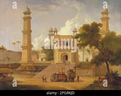 Temple indien, dit être la mosquée d'Abo-ul-Nabi, Muttra 1827 par Thomas Daniell Banque D'Images