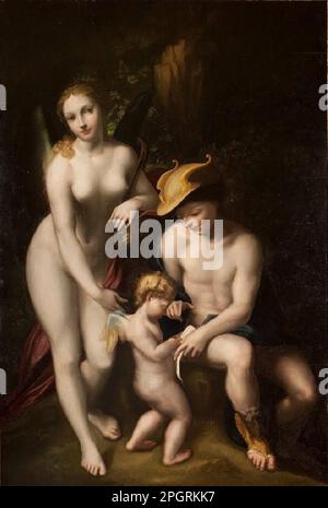 Vénus avec Mercure et Cupidon, l'École d'Amour, par Antonio da Correggio, exposée au château de Chenonceau vers 1525 par Correggio Banque D'Images