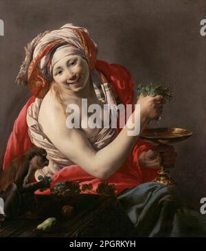 Bacchante avec un APE 1627 par Hendrick ter Brugghen Banque D'Images