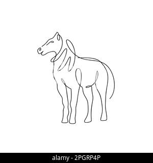 Illustration de cheval en style art de ligne isolée sur blanc Illustration de Vecteur