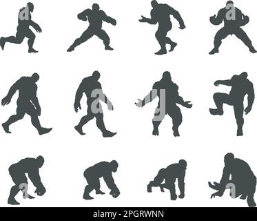 Silhouette Bigfoot, silhouette Bigfoot, SVG Bigfoot, Yeti Bigfoot, Pack Bigfoot Illustration de Vecteur