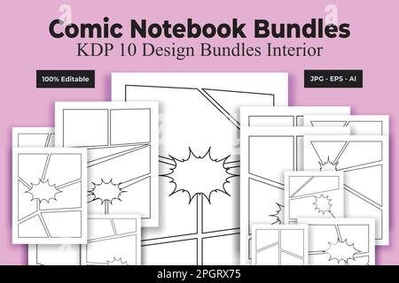 Bande dessinée carnet intérieur KDP Pack bas et sans livre de contenu Illustration de Vecteur