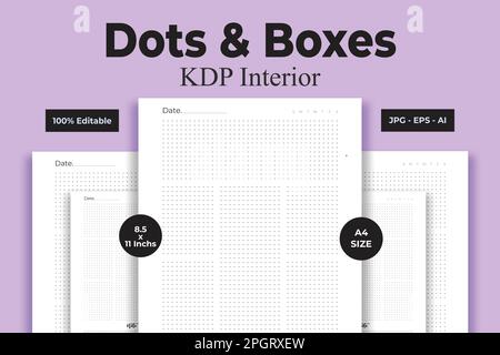 Livres à faible contenu et sans contenu intérieur KDP Dots & Boxes Illustration de Vecteur