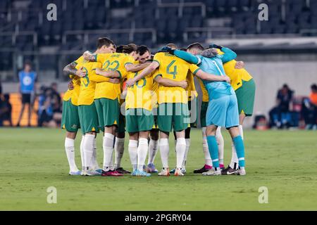 Sydney, Australie, 24 mars 2023. L'équipe australienne se rencontre lors du match international de football masculin entre les Socceroos australiens et l'Équateur au stade CommBank de 24 mars 2023 à Sydney, en Australie. Credit: Damian Briggs/Speed Media/Alamy Live News Banque D'Images