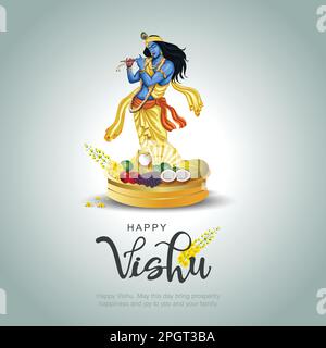 Festival de Kerala heureux vishu salutations. illustration vectorielle abstraite. Illustration de Vecteur