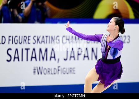 Rinka WATANABE (JPN), pendant le patinage libre des femmes, aux Championnats du monde de patinage artistique 2023 de l'UIP, à Saitama Super Arena, sur 24 mars 2023, à Saitama, au Japon. Credit: Raniero Corbelletti/AFLO/Alay Live News Banque D'Images