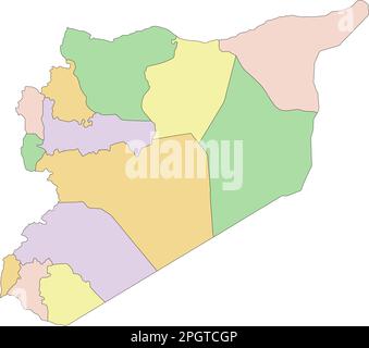Syrie - carte politique très détaillée et modifiable. Illustration de Vecteur