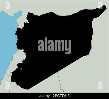 Carte Silhouette de Syrie très détaillée. Illustration de Vecteur