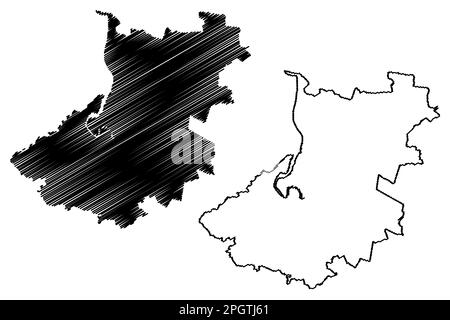 Carte du district non métropolitain de Sedgemoor (Royaume-Uni de Grande-Bretagne et d'Irlande du Nord, comté cérémonial de Somerset ou Somersetshire, Angleterre) Illustration de Vecteur