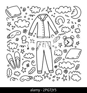 Ensemble d'articles de couchage Doodle Illustration de Vecteur