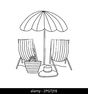 parasol et chaises de plage Illustration de Vecteur