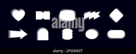 Formes floues avec effet brutalisme Y2K aura. Collection d'éléments dégradés contemporains blancs sur noirs. Abstrait tendance en détresse Illustration de Vecteur