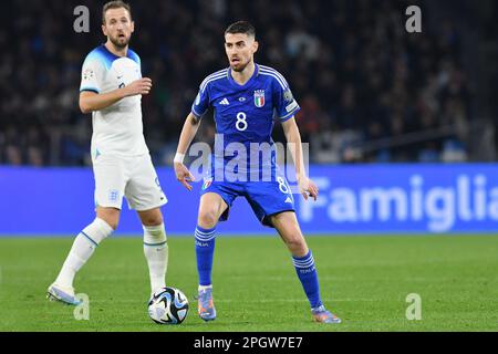 Naples, Campanie. 23rd mars 2023. Jorginho de l'Italie pendant le match de football Euro 2024 qualification Groupe c Italie-Angleterre, Stadio Diego Armando Maradona, Naples, Italie, 23 mars 2023 Fotografo01 crédit: Agence de photo indépendante/Alamy Live News Banque D'Images