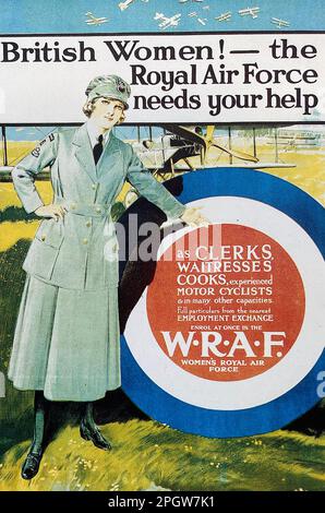 AFFICHE de recrutement DE LA PREMIÈRE Guerre mondiale DE LA ROYAL AIR FORCE POUR FEMMES Banque D'Images
