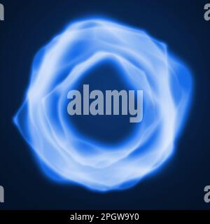 abstrait fumée bleu lumière cercle rond hologramme porte de foudre Banque D'Images