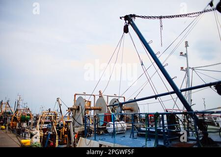 Vieux bateaux de pêche dans le port de pêche de Howth, Dublin, Irlande. Banque D'Images