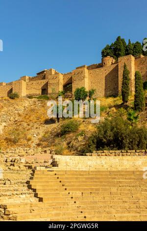 L'Alcazaba à Malaga Andalousie sud de l'Espagne une fortification palatiale construite entre les 11th et 15th siècles au cours de la période de domination musulmane. Banque D'Images