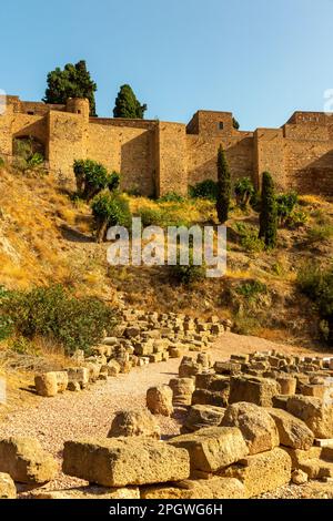 L'Alcazaba à Malaga Andalousie sud de l'Espagne une fortification palatiale construite entre les 11th et 15th siècles au cours de la période de domination musulmane. Banque D'Images