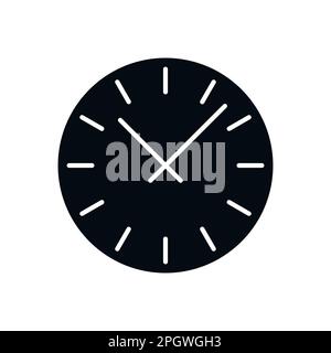Icône d'horloge noire plate sur fond blanc. Illustration vectorielle Illustration de Vecteur