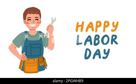 Heureux du travail la journée d'ouverture. Modèle de conception. Vector illustration Illustration de Vecteur