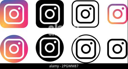 Ensemble d'icônes du logo Instagram. Groupe d'Insta logo d'icône de médias sociaux réaliste sur fond transparent. Collection de la feuille de boutons de l'application Instagram Illustration de Vecteur