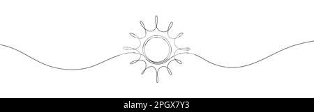 Art solaire en ligne continue Concept de voyage ensoleillé d'été à une seule ligne. Icône ciel chaud et lumineux Illustration de Vecteur