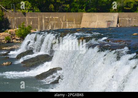 Grand Falls sur Shoal Creek à Joplin, Missouri, Missouri, États-Unis, États-Unis, ÉTATS-UNIS. La plus grande cascade du Missouri. Banque D'Images