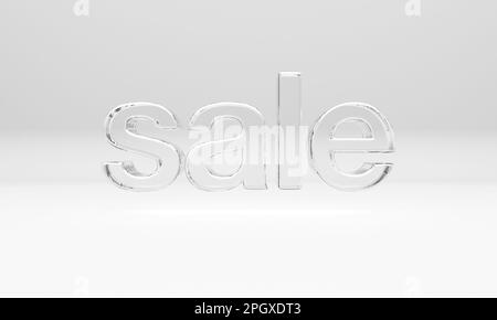 Moderne voir à travers le verre 3D texte de vente d'illustraion sur fond blanc avec ombres portées. Banque D'Images