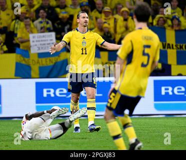 Stockholm, Suède. 24th mars 2023. Zlatan IbrahimovicicSuden lors du match de football de l'UEFA Euro 2024 du groupe F entre la Suède et la Belgique à Friends Arena, Stockholm, Suède 24 mars 2024.photo: Maja Suslin/TT/Kod 10030 crédit: TT News Agency/Alay Live News Banque D'Images