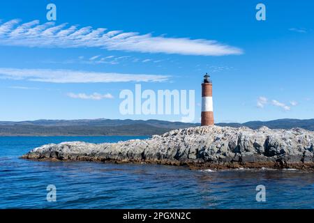 Phare des Eclaieurs à Tierra del Fuego, Argentine. Banque D'Images