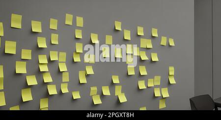 Think Tank inspiration: Gros plan Sticky Notes sur le tableau blanc pour le brainstorming et le design Banque D'Images