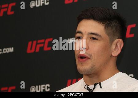 23 mars 2023, Mexico, Mexique: L'artiste martial mixte professionnel mexicain et le champion du poids-mouche UFC, Brandon Moreno 'The Assassin Baby', assiste à une conférence de presse pour annoncer un combat au Mexique à l'hôtel Hyatt Regency. Sur 23 mars 2023 à Mexico, Mexique. (Photo par Ismael Rosas/ Eyepix Group) Banque D'Images