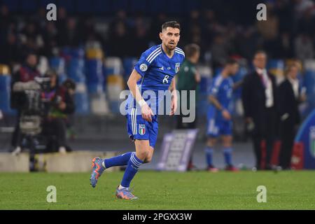 Naples, Italie. 23 mars 2023. Jorginho d'Italie lors du match de qualification Euro 2024 entre l'Italie et l'Angleterre au Stadio Diego Armando Maradona Naples Italie le 23 mars 2023. Credit:Franco Romano/Alamy Live News Banque D'Images