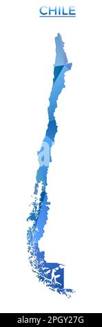 Carte vectorielle polygonale du Chili. Pays géométrique dynamique dans un style poly bas. Illustration élégante pour vos infographies. Illustration de Vecteur