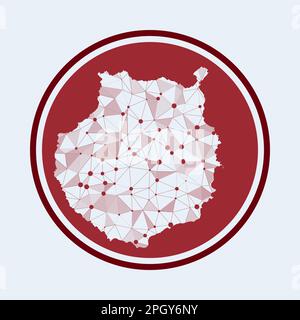 Icône Gran Canaria. Logo tech tendance de l'île. Motif rond en maille géométrique. Technologie, internet, réseau, concept de télécommunication. Illustration de Vecteur