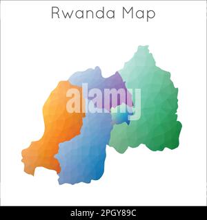 Carte poly basse du Rwanda. Rwanda polygonal géométrique, carte de style mosaïque. Illustration de Vecteur