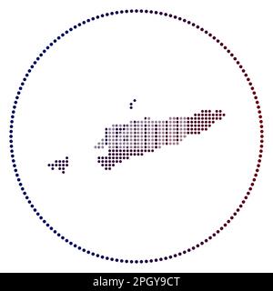 Badge numérique Timor-Leste. Carte de style pointillé du Timor-Leste en cercle. Icône Tech du pays avec des points dégradés. Charmante illustration vectorielle. Illustration de Vecteur