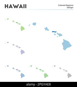 Collection de cartes Hawaï. Borders of Hawaii pour votre infographie. Régions des États-Unis colorées. Illustration vectorielle. Illustration de Vecteur